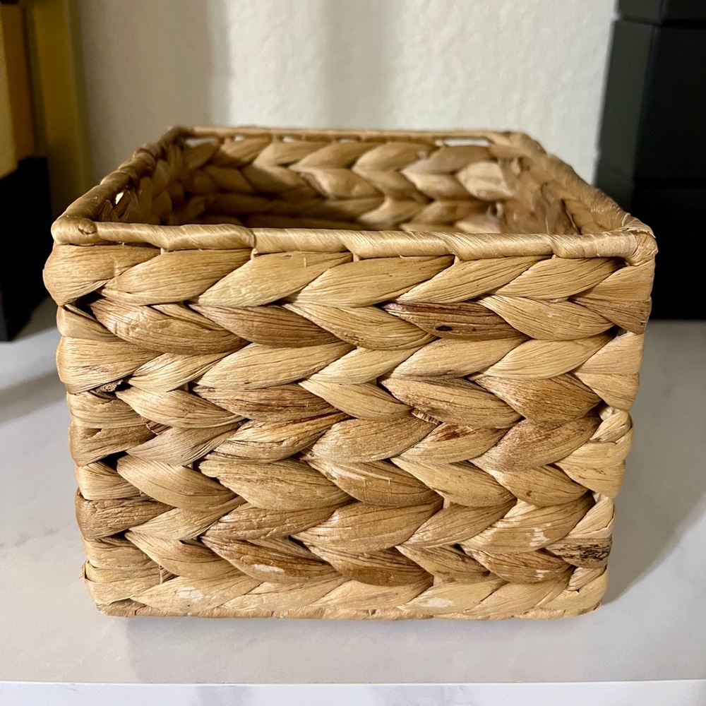 Magnolia Home Tan Woven Storage Basket with Arrow Zigzag Pattern
